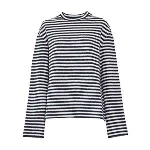 Jil Sander White And Blue Striped Wool Crewneck Sweater - NWT